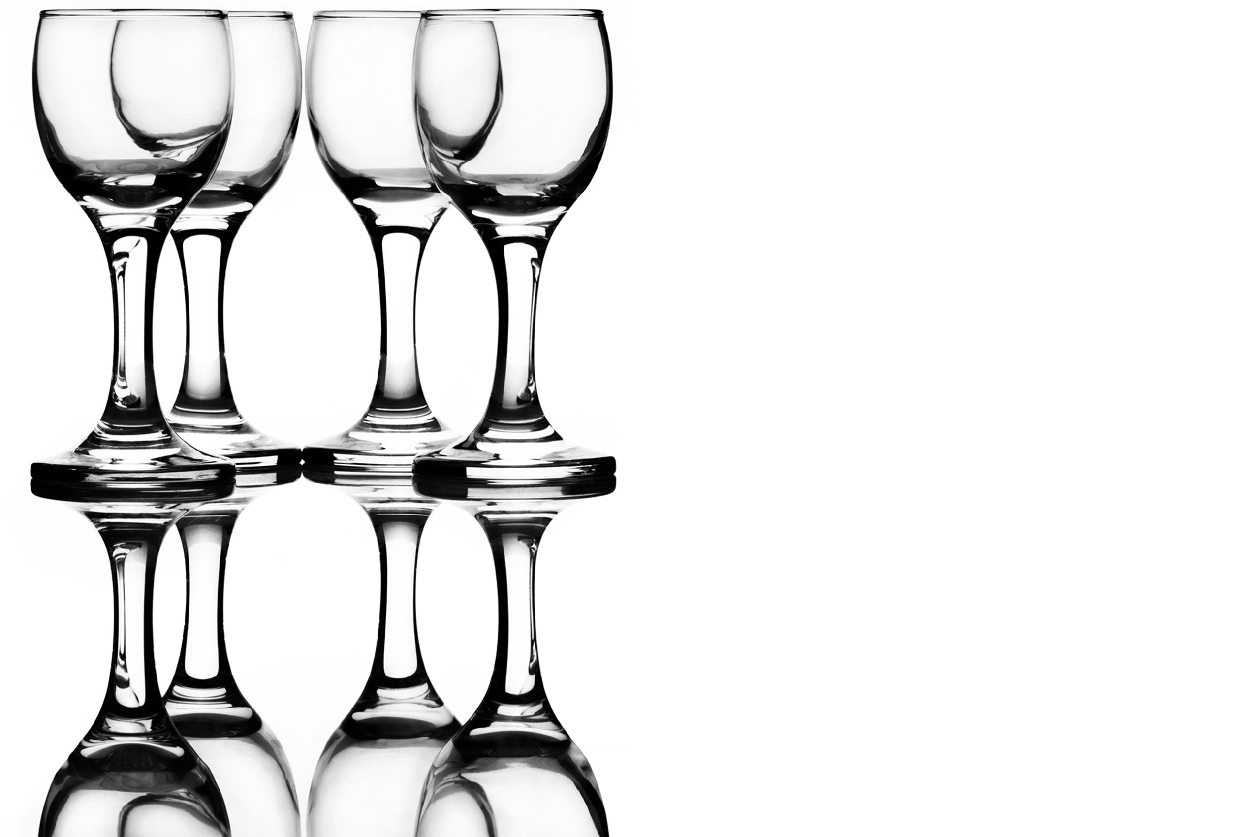 (After Editing) Set of Glassware photographed to show reflection on clear surface